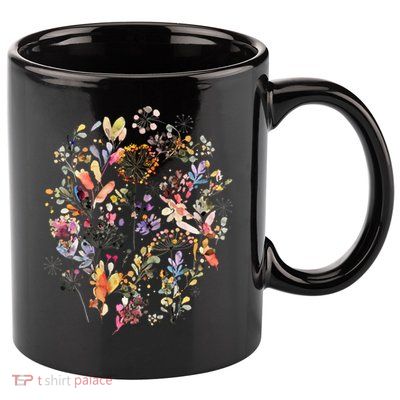 Wild Flowers And Plants Watercolor Wild Nature Botanical Print 11oz C Handle Ceramic Mug