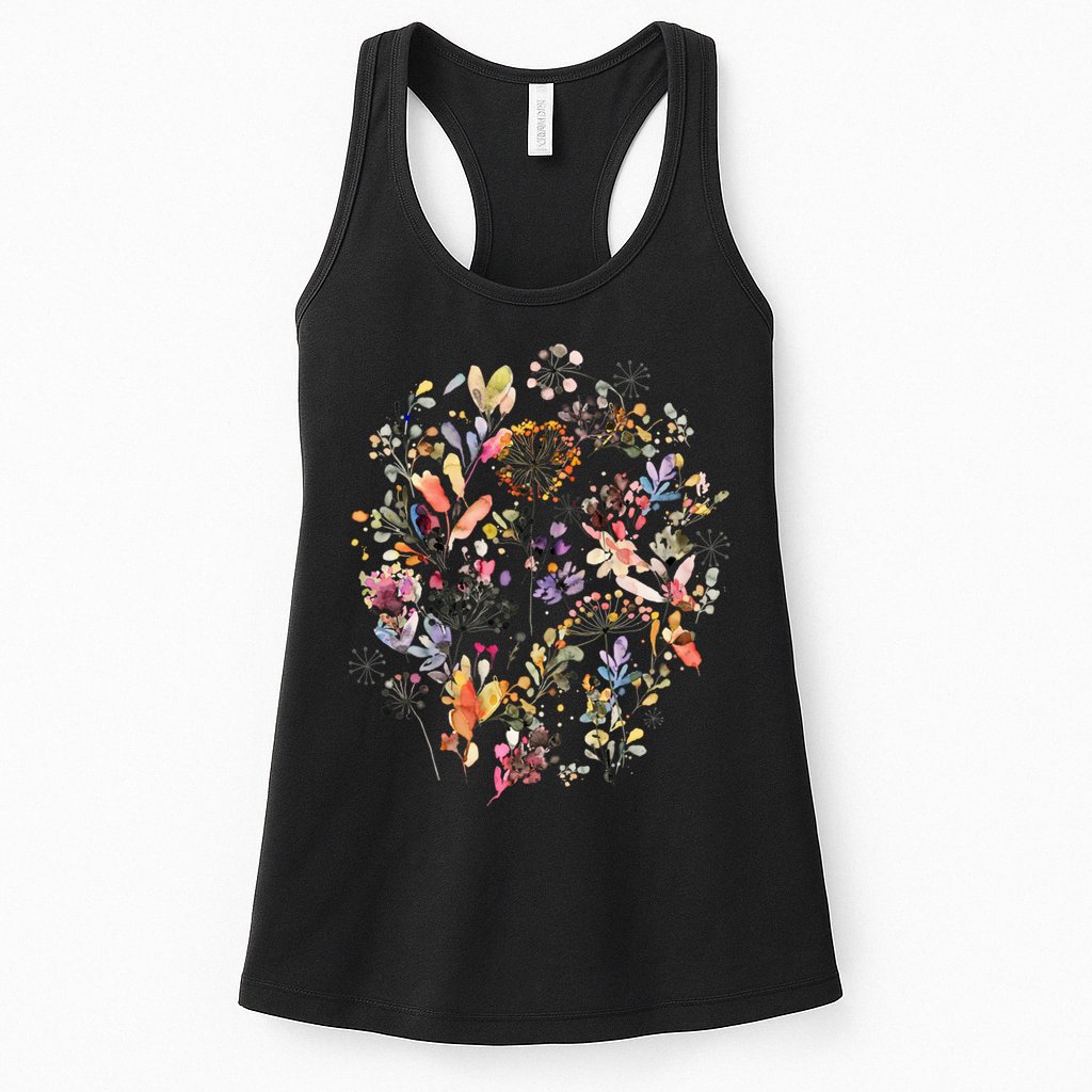 Wild Flowers And Plants Watercolor Wild Nature Botanical Print Womens Tank Top