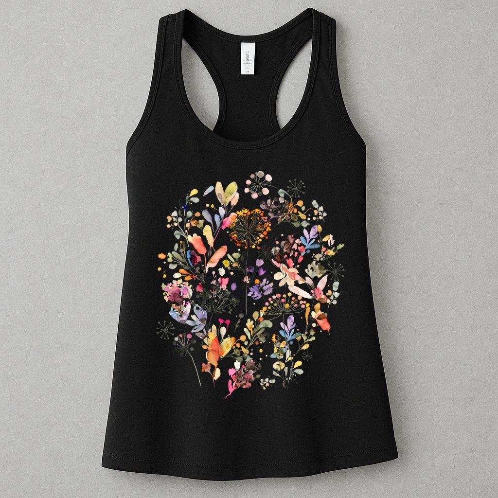 Wild Flowers And Plants Watercolor Wild Nature Botanical Print Womens Tank Top