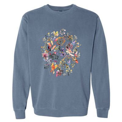 Wild Flowers And Plants Watercolor Wild Nature Botanical Print Garment-Dyed Sweatshirt