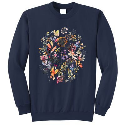 Wild Flowers And Plants Watercolor Wild Nature Botanical Print Sweatshirt