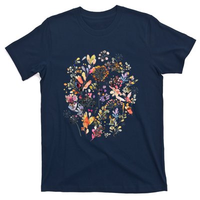 Wild Flowers And Plants Watercolor Wild Nature Botanical Print T-Shirt