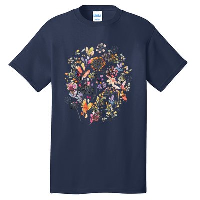 Wild Flowers And Plants Watercolor Wild Nature Botanical Print Tall T-Shirt