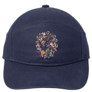 Wild Flowers And Plants Watercolor Wild Nature Botanical Print 7-Panel Snapback Hat