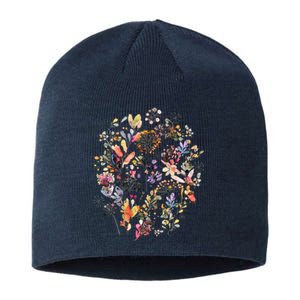 Wild Flowers And Plants Watercolor Wild Nature Botanical Print Sustainable Beanie