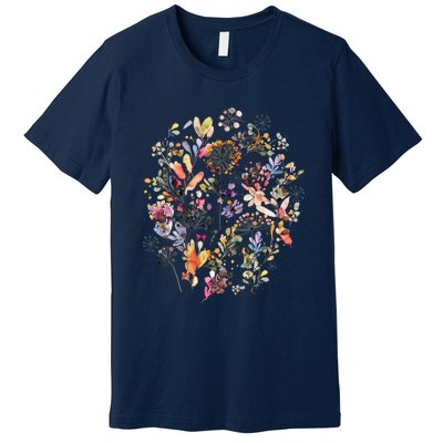 Wild Flowers And Plants Watercolor Wild Nature Botanical Print Premium T-Shirt