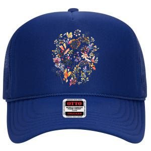 Wild Flowers And Plants Watercolor Wild Nature Botanical Print High Crown Mesh Back Trucker Hat