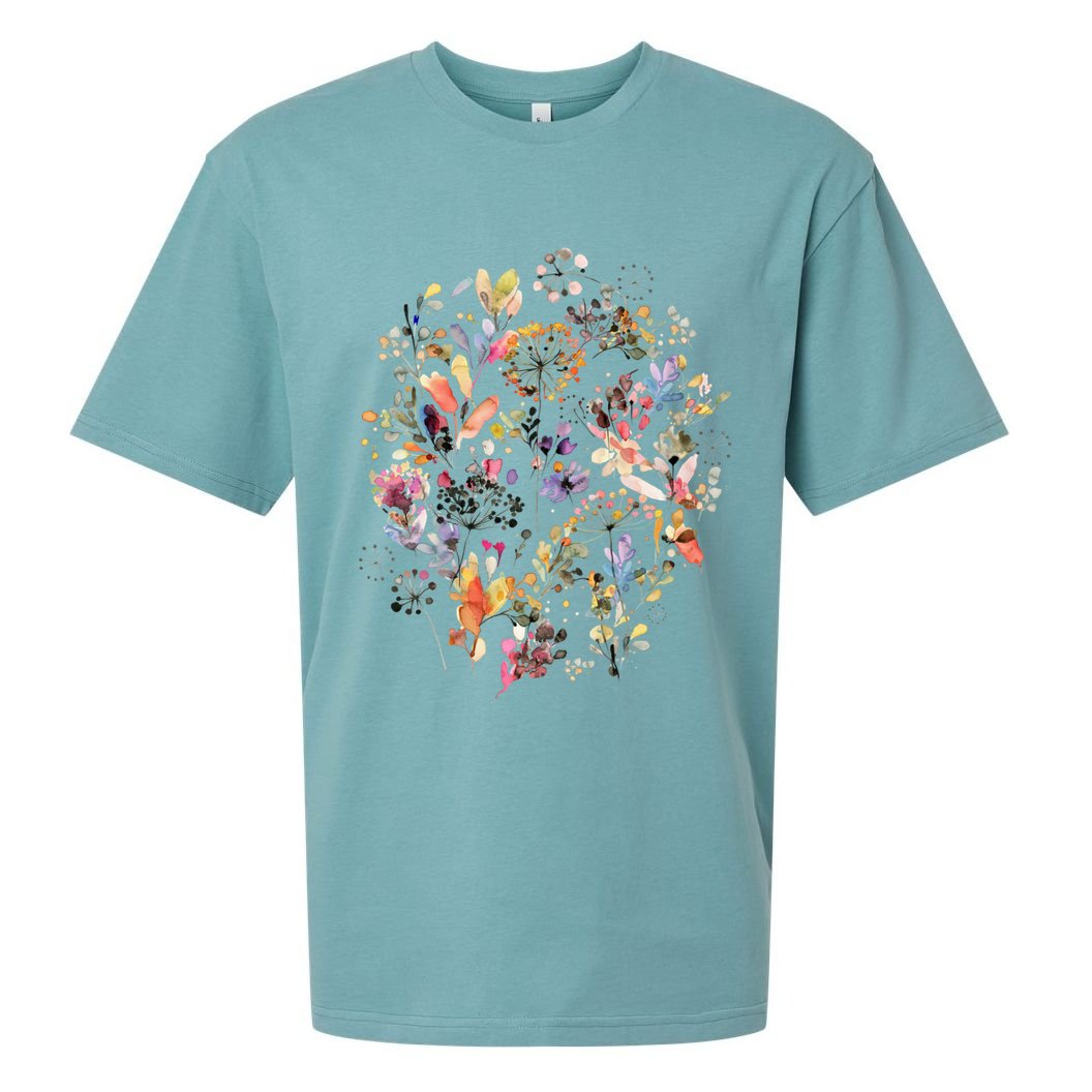 Wild Flowers And Plants Watercolor Wild Nature Botanical Print Sueded Cloud Jersey T-Shirt