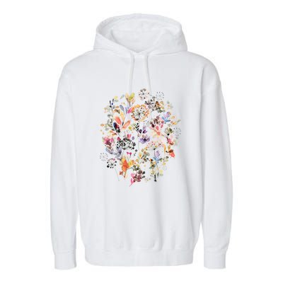 Wild Flowers And Plants Watercolor Wild Nature Botanical Print Garment-Dyed Fleece Hoodie