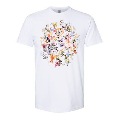 Wild Flowers And Plants Watercolor Wild Nature Botanical Print Softstyle CVC T-Shirt