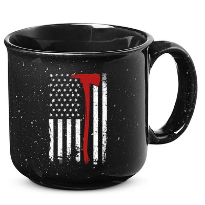 Wildland Firefighter Axe American Flag Thin Red Line Fireman 15oz Campfire Ceramic Mug
