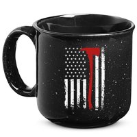 Wildland Firefighter Axe American Flag Thin Red Line Fireman 15oz Campfire Ceramic Mug
