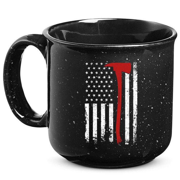 Wildland Firefighter Axe American Flag Thin Red Line Fireman 15oz Campfire Ceramic Mug