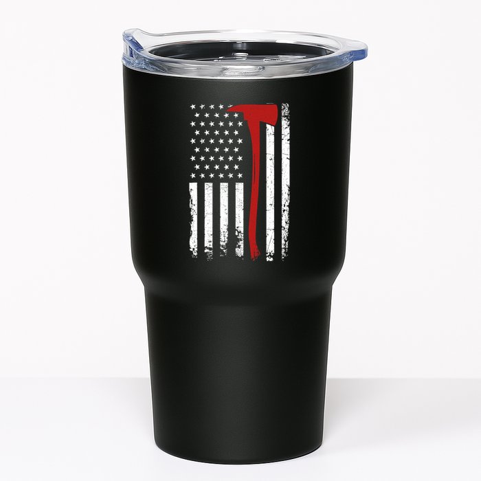 Wildland Firefighter Axe American Flag Thin Red Line Fireman Tumbler