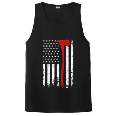 Wildland Firefighter Axe American Flag Thin Red Line Fireman PosiCharge Competitor Tank