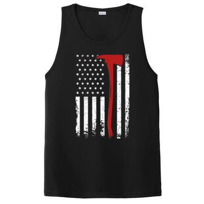 Wildland Firefighter Axe American Flag Thin Red Line Fireman PosiCharge Competitor Tank