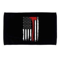 Wildland Firefighter Axe American Flag Thin Red Line Fireman Microfiber Hand Towel