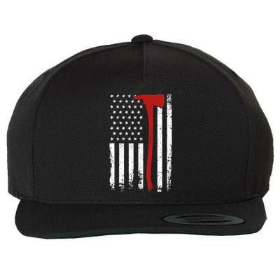 Wildland Firefighter Axe American Flag Thin Red Line Fireman Wool Snapback Cap