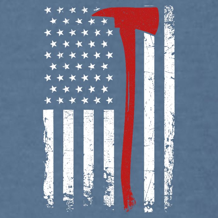 Wildland Firefighter Axe American Flag Thin Red Line Fireman Garment-Dyed Sweatshirt
