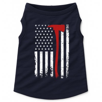 Wildland Firefighter Axe American Flag Thin Red Line Fireman Doggie Tank
