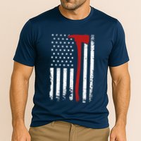 Wildland Firefighter Axe American Flag Thin Red Line Fireman Performance Shirt