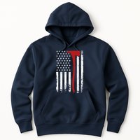 Wildland Firefighter Axe American Flag Thin Red Line Fireman Hoodie