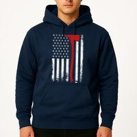 Wildland Firefighter Axe American Flag Thin Red Line Fireman Hoodie
