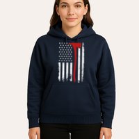 Wildland Firefighter Axe American Flag Thin Red Line Fireman Hoodie