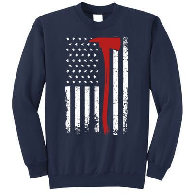 Wildland Firefighter Axe American Flag Thin Red Line Fireman Sweatshirt