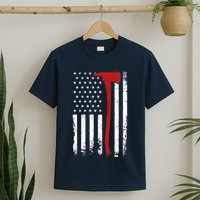 Wildland Firefighter Axe American Flag Thin Red Line Fireman T-Shirt