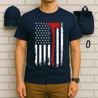 Wildland Firefighter Axe American Flag Thin Red Line Fireman T-Shirt