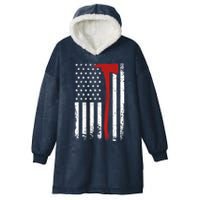 Wildland Firefighter Axe American Flag Thin Red Line Fireman Hooded Wearable Blanket