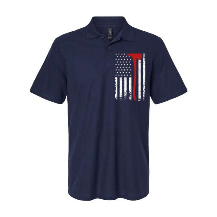 Wildland Firefighter Axe American Flag Thin Red Line Fireman Softstyle Adult Sport Polo