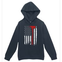 Wildland Firefighter Axe American Flag Thin Red Line Fireman Urban Pullover Hoodie