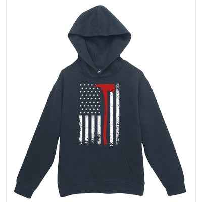 Wildland Firefighter Axe American Flag Thin Red Line Fireman Urban Pullover Hoodie