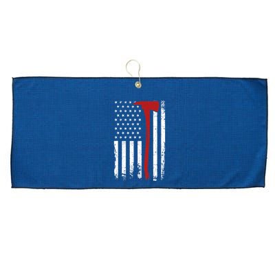 Wildland Firefighter Axe American Flag Thin Red Line Fireman Large Microfiber Waffle Golf Towel