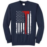 Wildland Firefighter Axe American Flag Thin Red Line Fireman Tall Sweatshirt
