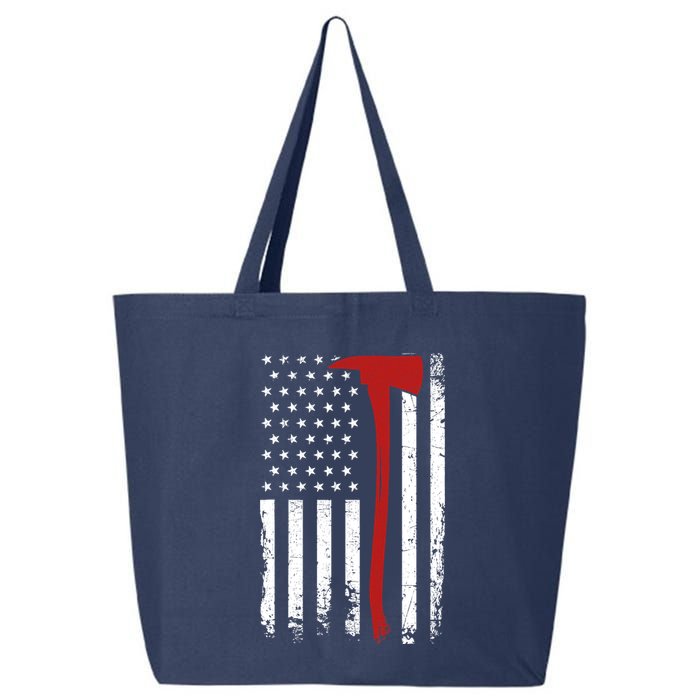 Wildland Firefighter Axe American Flag Thin Red Line Fireman 25L Jumbo Tote