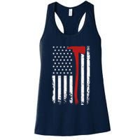 Wildland Firefighter Axe American Flag Thin Red Line Fireman Womens Tank Top