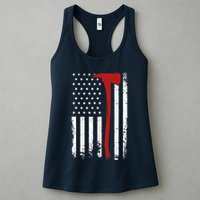 Wildland Firefighter Axe American Flag Thin Red Line Fireman Womens Tank Top