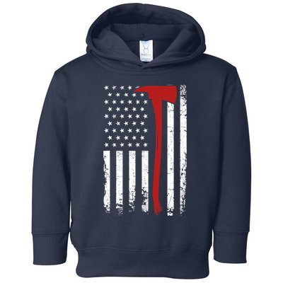 Wildland Firefighter Axe American Flag Thin Red Line Fireman Toddler Hoodie