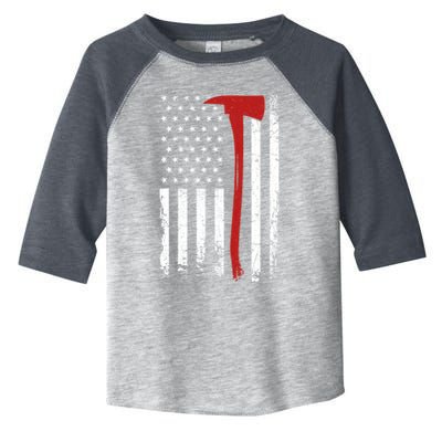 Wildland Firefighter Axe American Flag Thin Red Line Fireman Toddler Fine Jersey T-Shirt