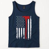 Wildland Firefighter Axe American Flag Thin Red Line Fireman Tank Top