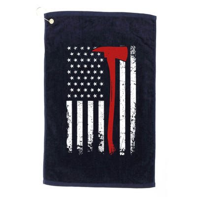 Wildland Firefighter Axe American Flag Thin Red Line Fireman Golf Towel