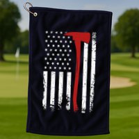 Wildland Firefighter Axe American Flag Thin Red Line Fireman Golf Towel