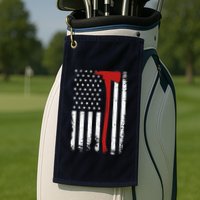 Wildland Firefighter Axe American Flag Thin Red Line Fireman Golf Towel