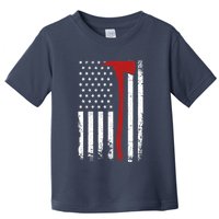 Wildland Firefighter Axe American Flag Thin Red Line Fireman Toddler T-Shirt