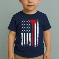 Wildland Firefighter Axe American Flag Thin Red Line Fireman Toddler T-Shirt