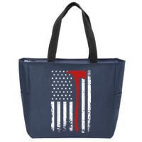 Wildland Firefighter Axe American Flag Thin Red Line Fireman Zip Tote Bag