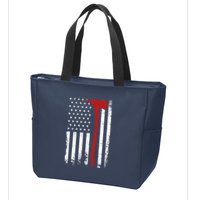 Wildland Firefighter Axe American Flag Thin Red Line Fireman Zip Tote Bag